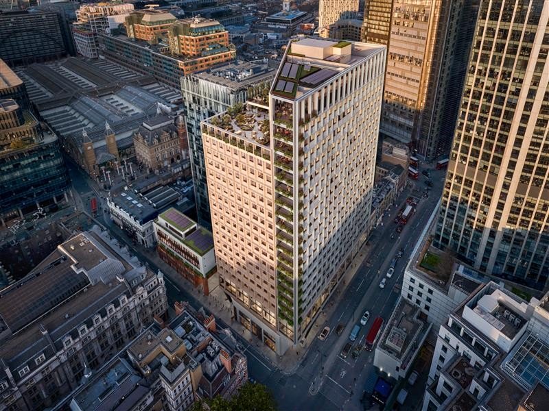 CGI image of 55 Old Broad Street - an high-rise office tower in the City of London