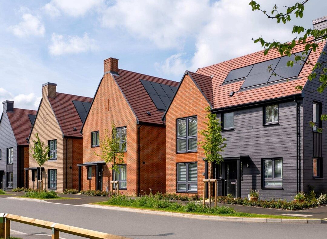 A row of brick built new homes