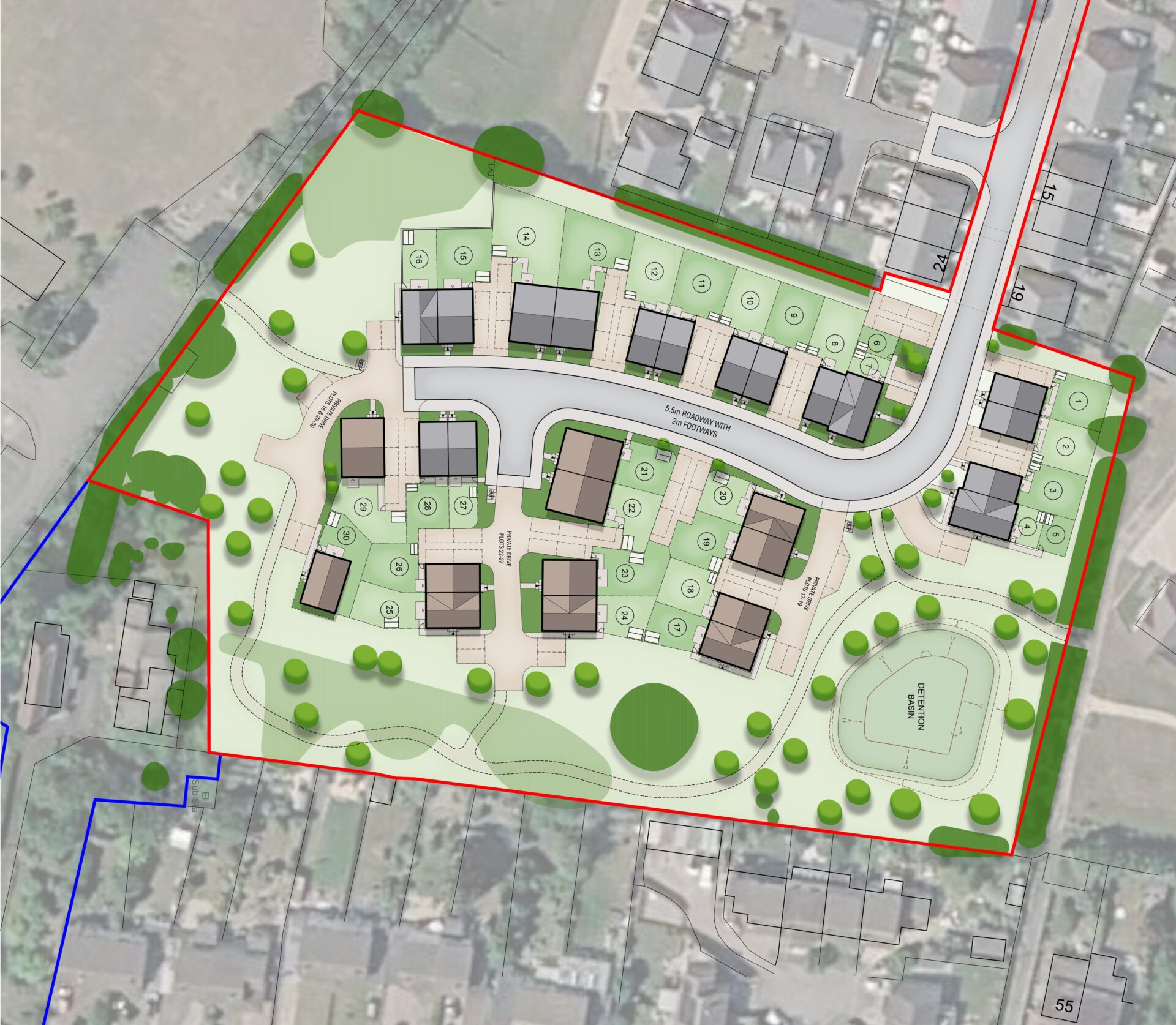 Aerial view map of a residential development