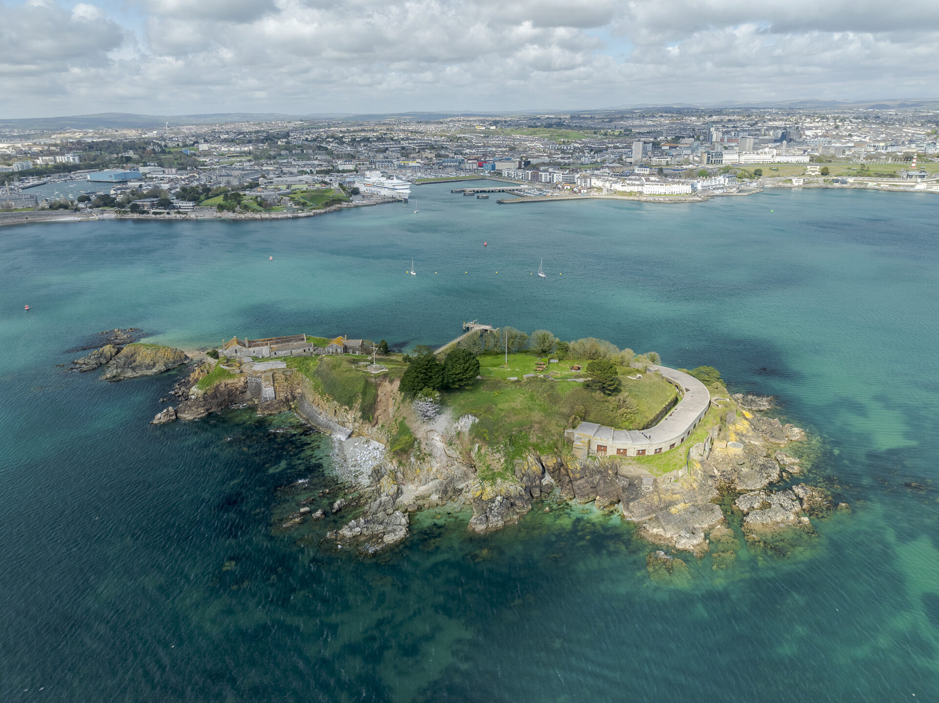 Aerial view of an island