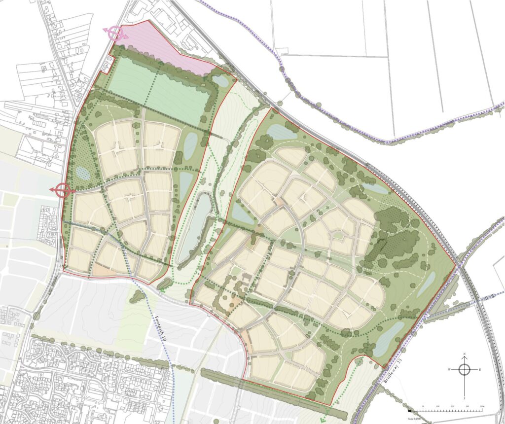 Aerial view of a map of a new residential development