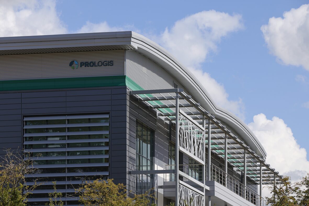 An industrial building featuring the Prologis sign