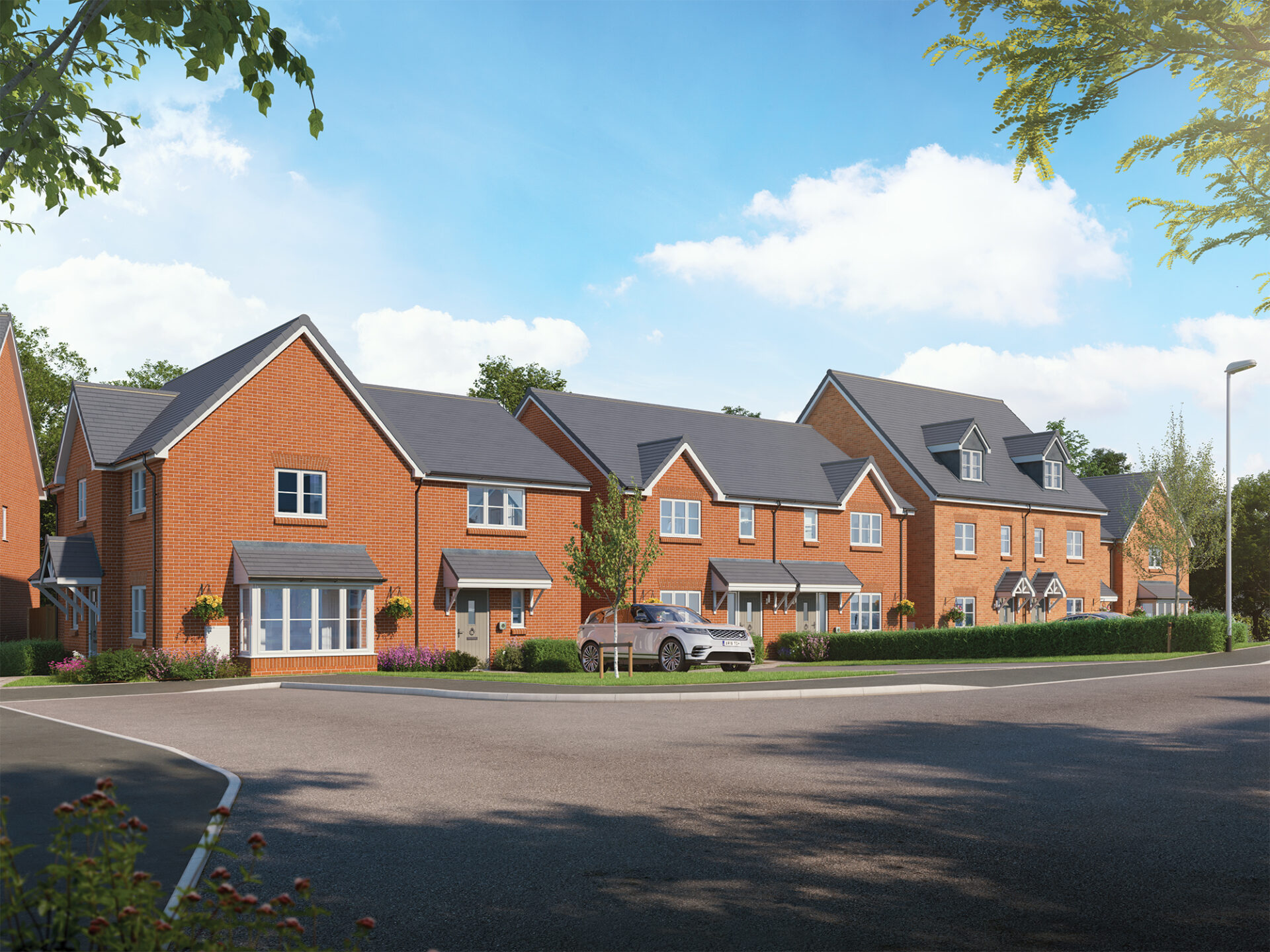 CGI of a row of brick built houses