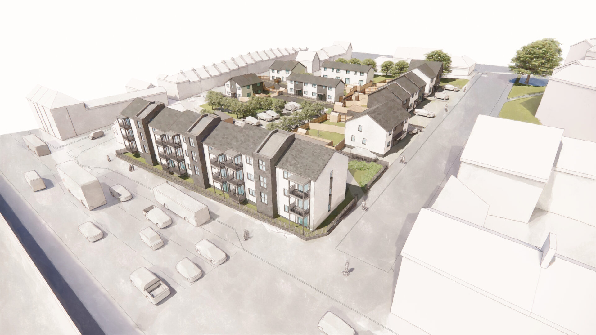 CGI image of a residential development