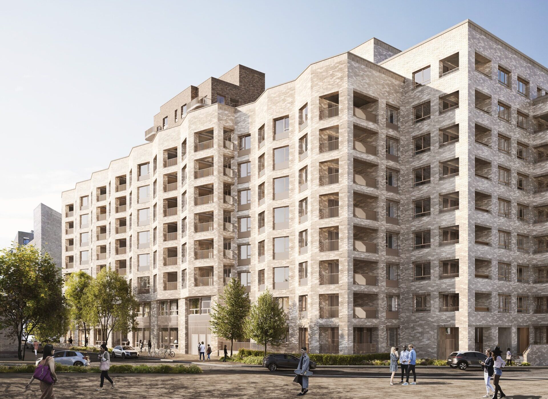 A series of connected high rise residential buildings