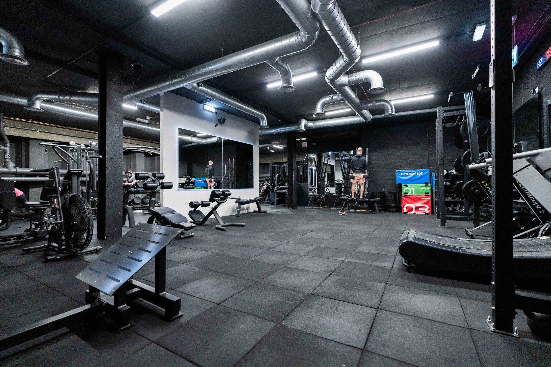 Interior of a gym featuring fitness equipment