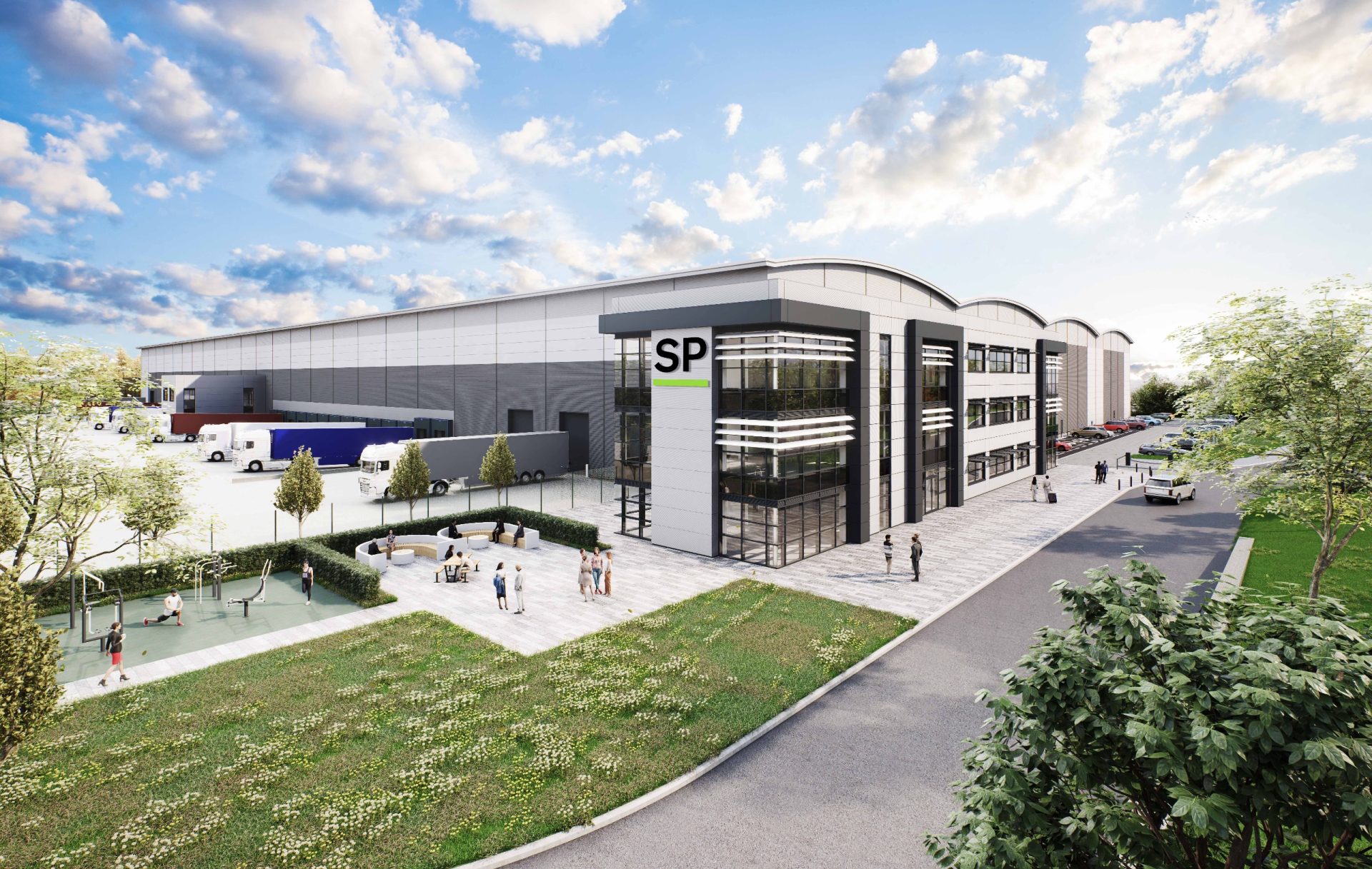 Architectural rendering of the proposed Stoford Park i54 manufacturing scheme in Wolverhampton