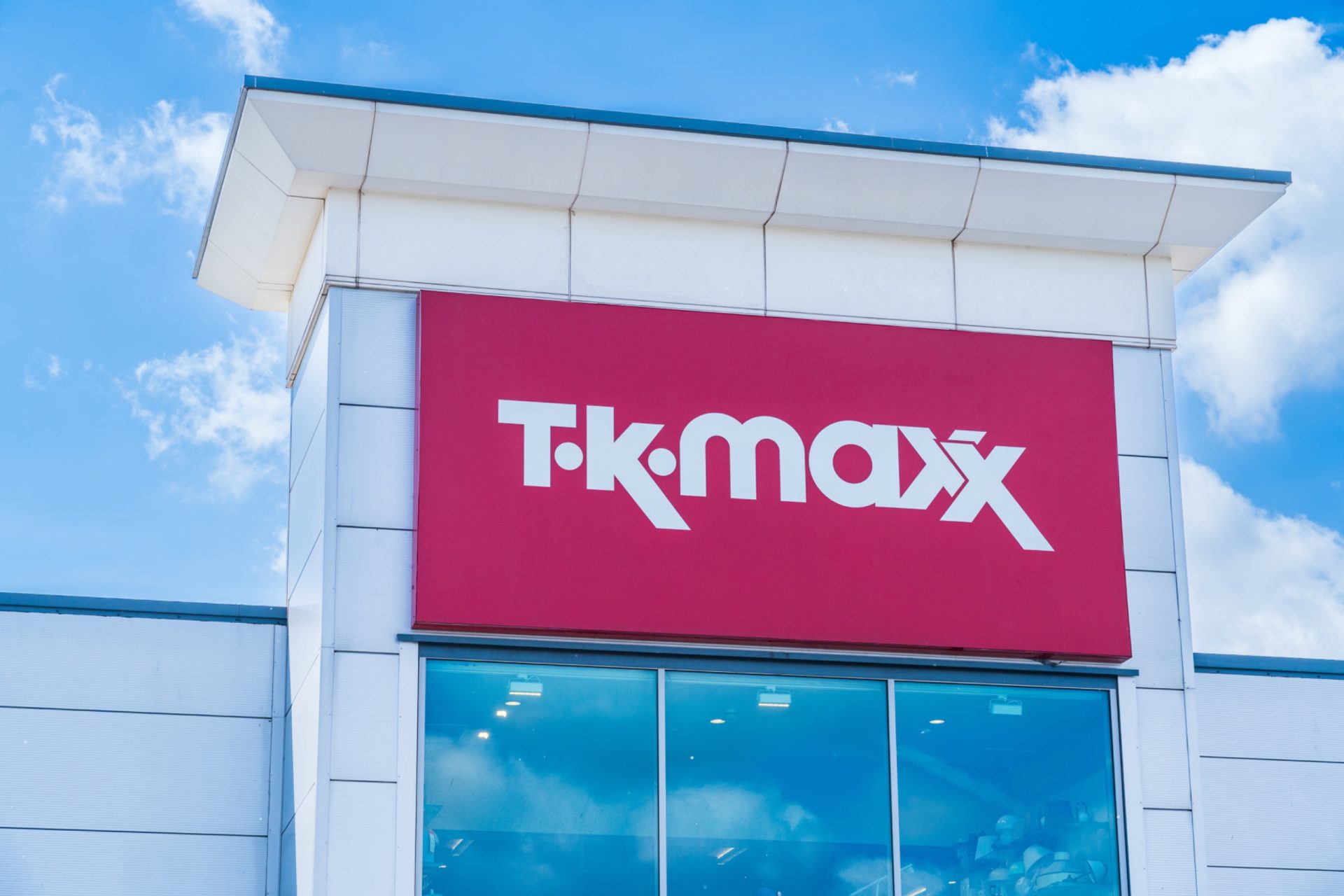 TK Maxx sign on the frontage of a UK discount department store