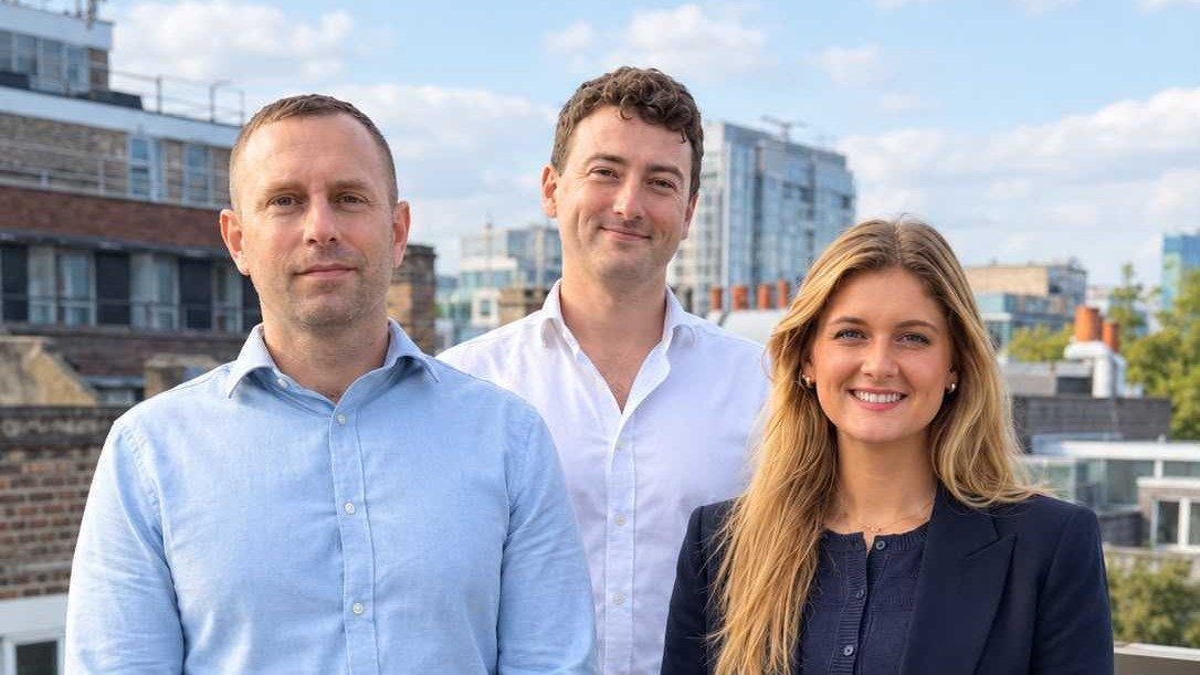 LendInvest hires Matt Freeman, Keisi Morina and Andrew Ferguson standing together on a rooftop.