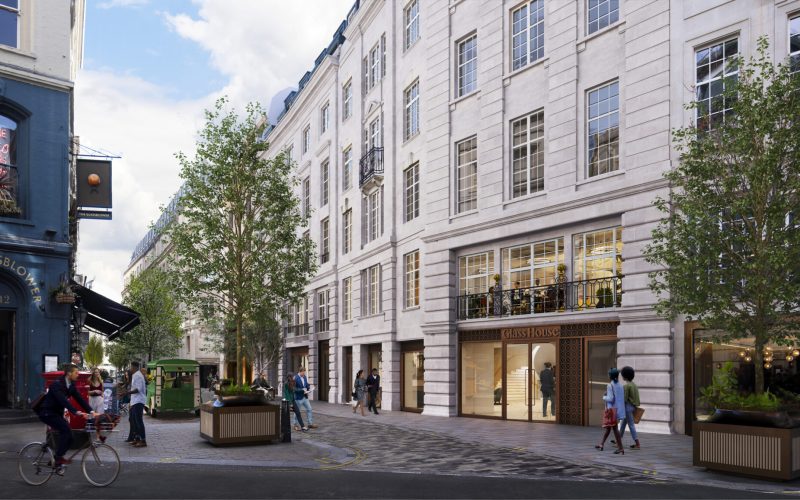 CGI of a street scene with historic office buildings