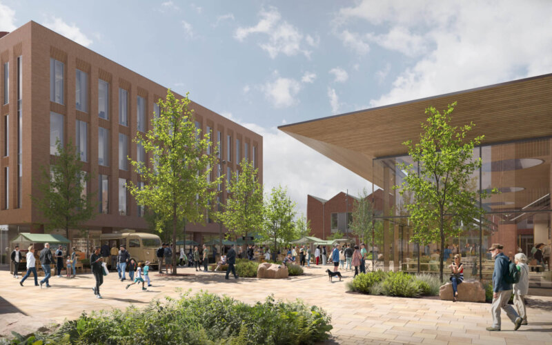 An artist impression of the proposed Prestwich Village square - 2
