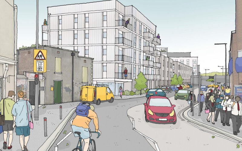 Artists impression looking down Martin Street credit BDP
