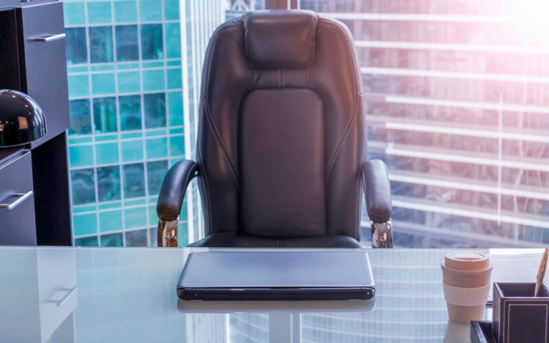 View,Of,Empty,Workplace,In,Office.,The,Chair,Sits,Next