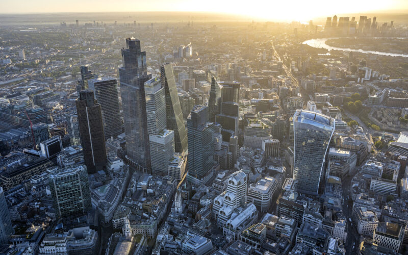 Aerial view of Bishopsgate, Gracechurch Street, Bishopsgate, City of London, EC3, EC2N, EC2R, London