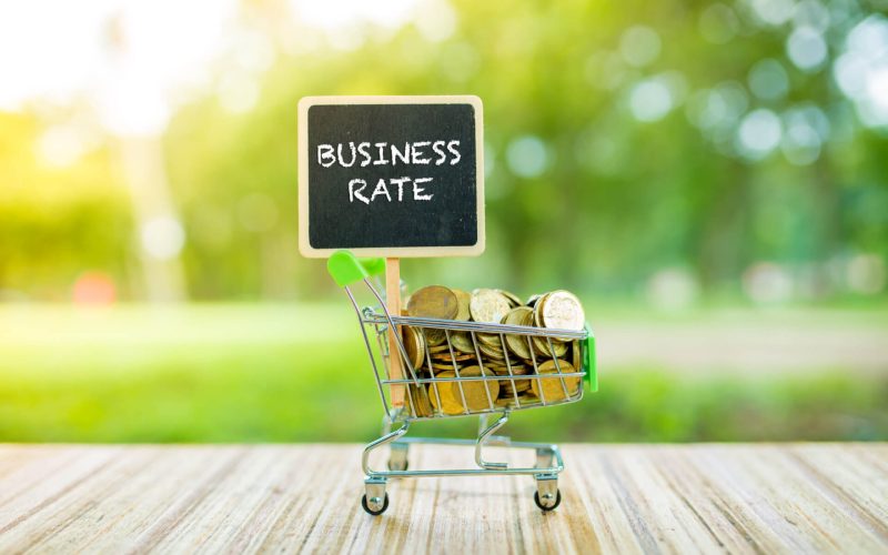 Business,Concept,:,Business,Rate,Word,On,Black,Board,With