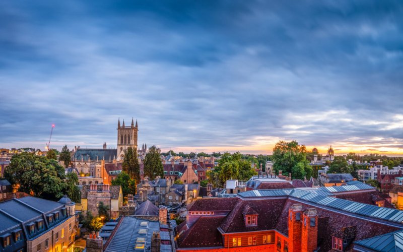 Evening,Skyline,Panorama,Of,Cambridge,City,In,England