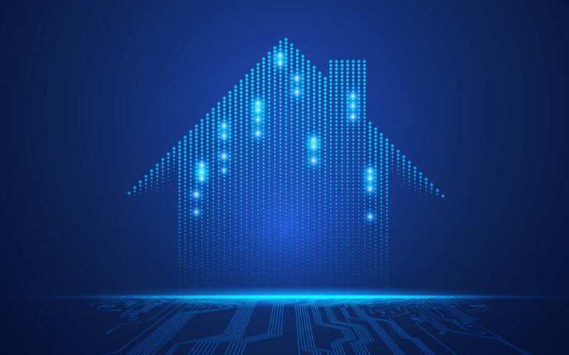 Concept,Of,Smart,Home,Technology,,Graphic,Of,Futuristic,House,With