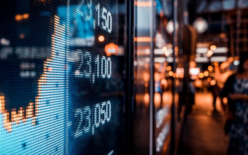 Financial,Stock,Exchange,Market,Display,Screen,Board,On,The,Street,