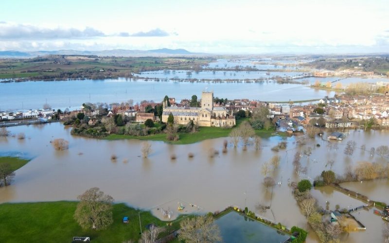 Tewkesbury,,England,-,January,7th,2024:,Flooding,Of,Fields,And