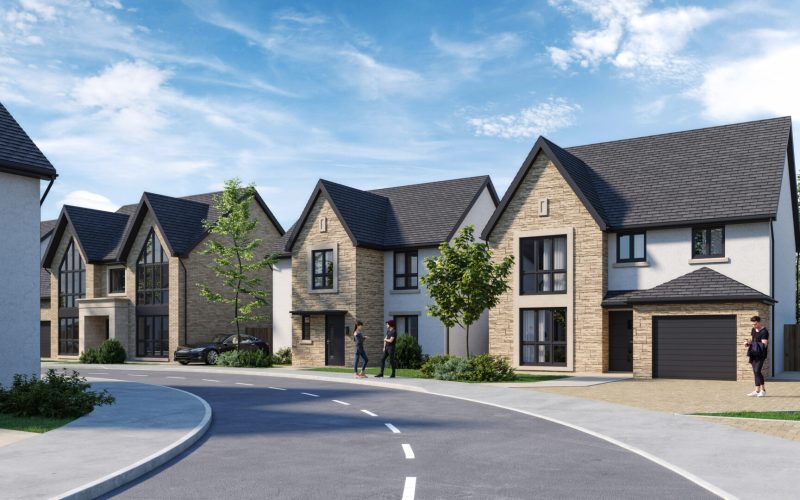 CGI image of a series of modern new homes