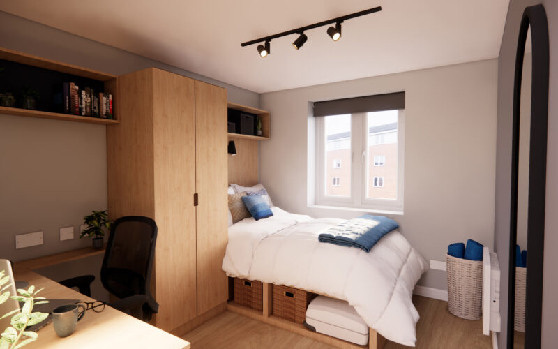PGIM accomodation bedroom, Cardiff
