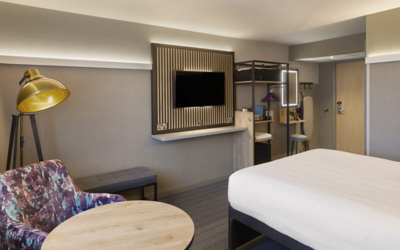 Interior shot of a Premier Inn hotel bedroom
