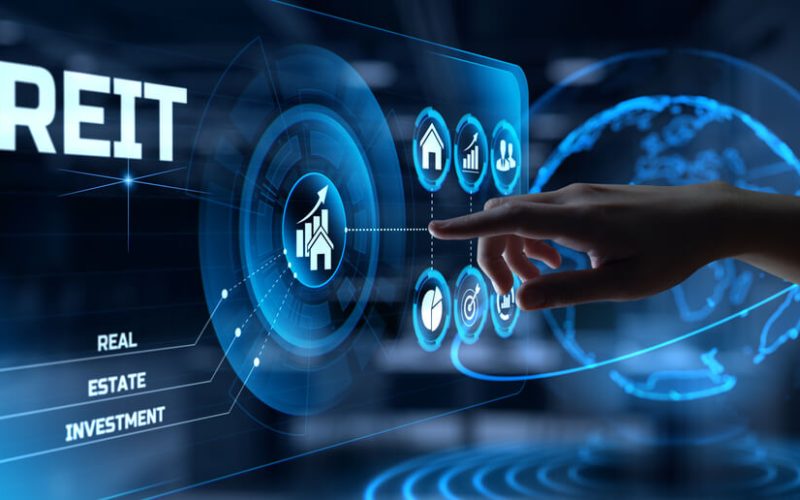 Reit,Real,Estate,Investment,Fund,Trading,Financial,Market.,Hand,Pressing