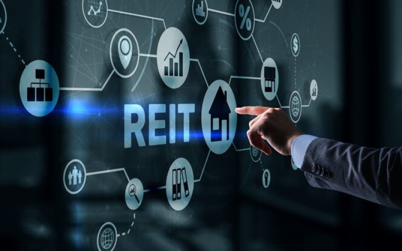 Reit.,Real,Estate,Investment,Trust.,Financial,Market.,Hand,Pressing,Button