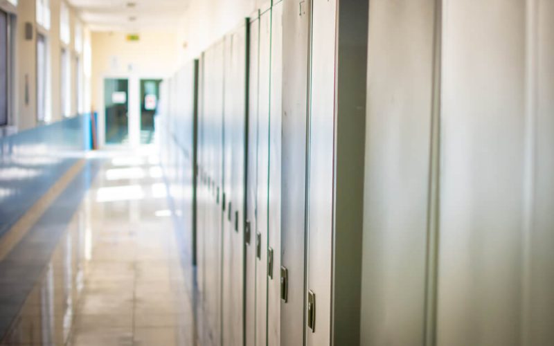 Empty,Hallway,Corridor,Of,A,High,School,Or,College,Closed