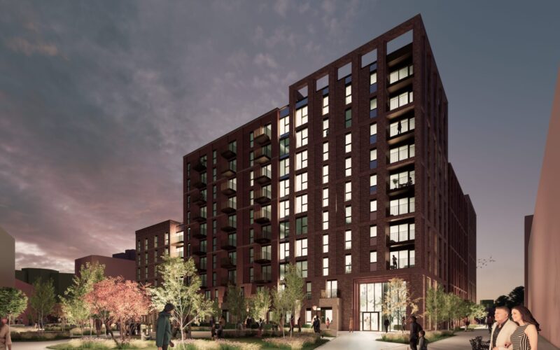 Stretford Bruntwood 2A Wide View_Dusk_Stylised