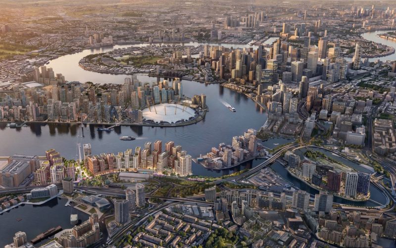 CGI aerial view of East London