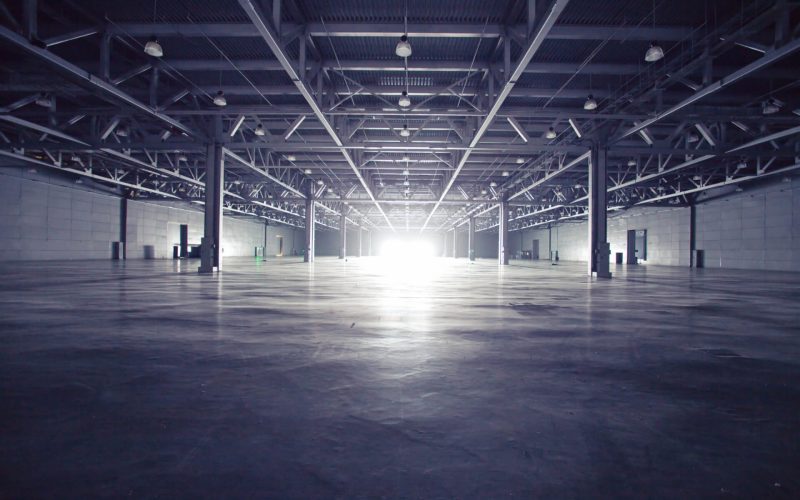 The interior of an empty warehouse