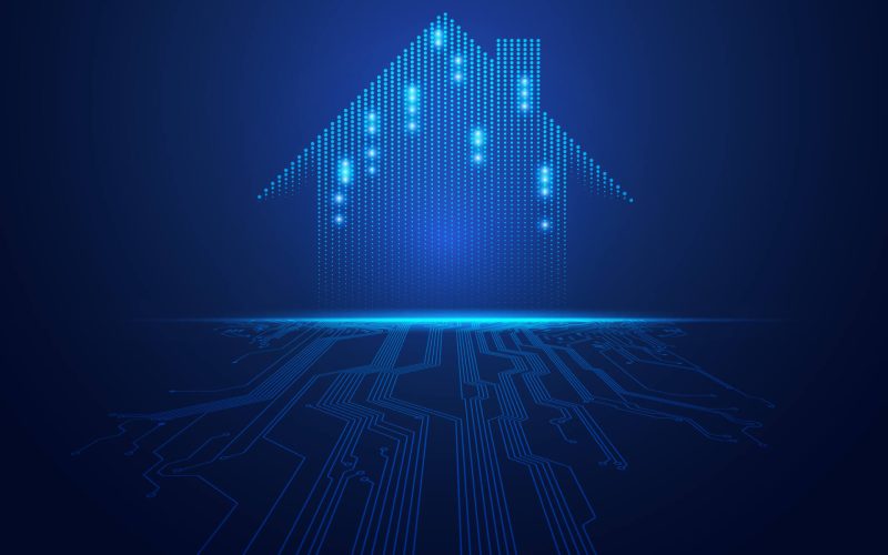 Concept,Of,Smart,Home,Technology,,Graphic,Of,Futuristic,House,With