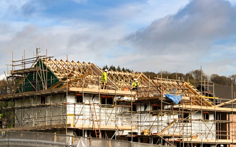 Cardiff,,Wales,-,December,2020:,Scaffolding,Around,Houses,Being,Built