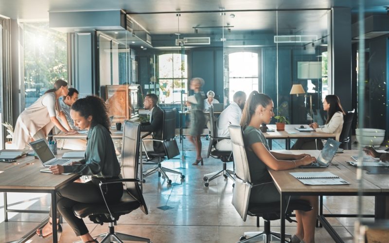 Corporate,Business,People,Working,In,Busy,Marketing,Office,Space,,Planning