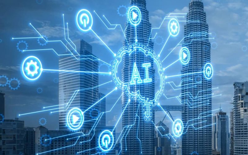 Creative,Glowing,Ai,Brain,Hologram,And,Circuit,On,Blurry,Toned