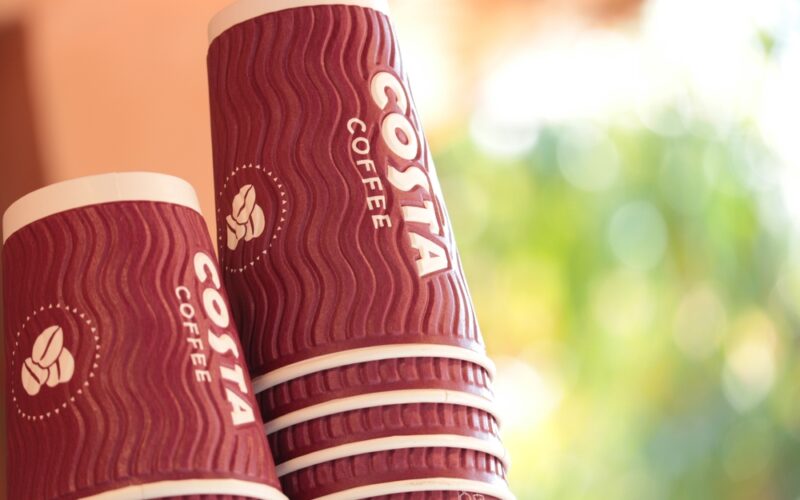 Disposable,Cups,Branded,By,Costa,Coffee,In,Rishikesh,,Uttarakhand,,India,