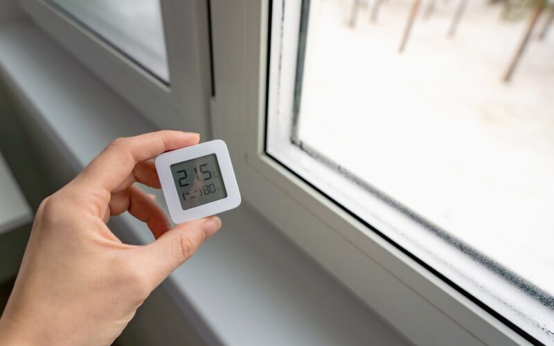 High,Indoor,Humidity,Indicated,By,A,Digital,Hygrometer,Showing,80