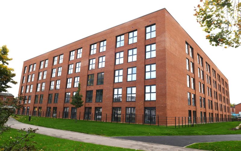 Walton House, a five-storey red-brick apartment building at Derby’s Nightingale Quarter