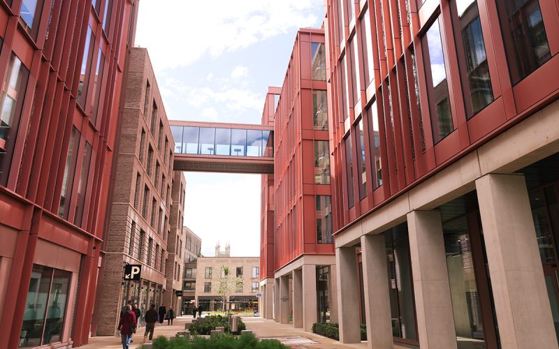 Architectural view of The Forum mixed-use development in central Gloucester