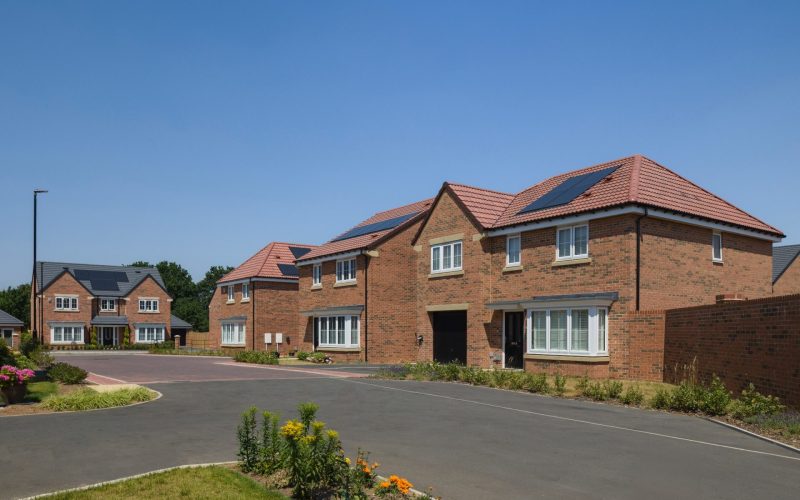 New-build Miller Homes properties lining a landscaped residential street in the UK