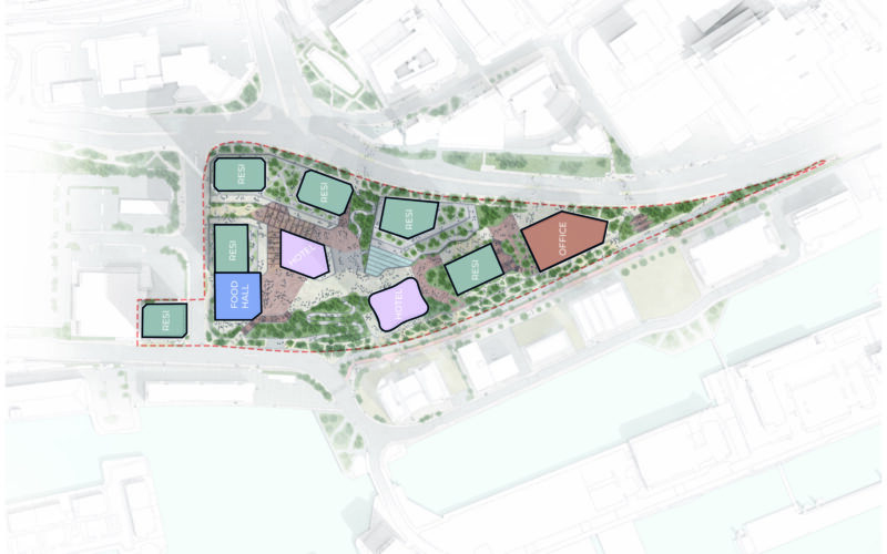 24.002 - KET - Neighbourhood Plan_14B - Rendered Masterplan - Building Uses - Merrion