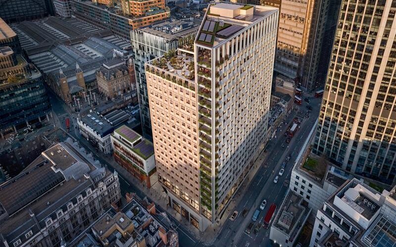 CGI image of 55 Old Broad Street - an high-rise office tower in the City of London