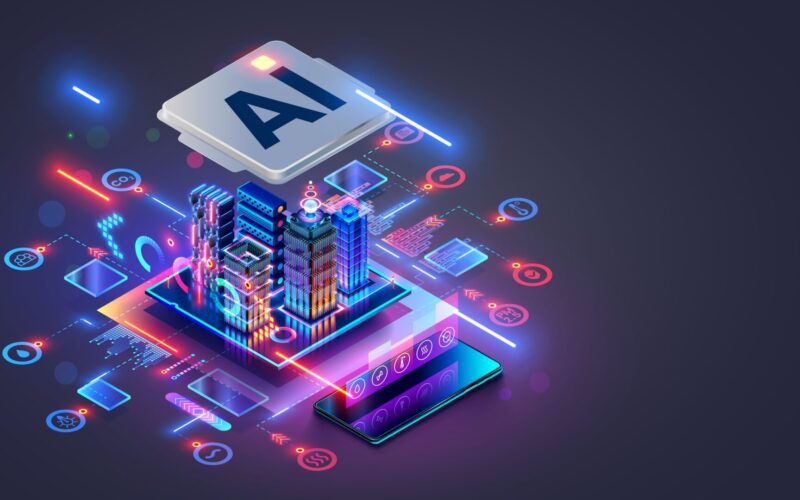 Smart,City,Concept.,Ai,Controls,Futuristic,Smart,City.,Isometric,Futuristic