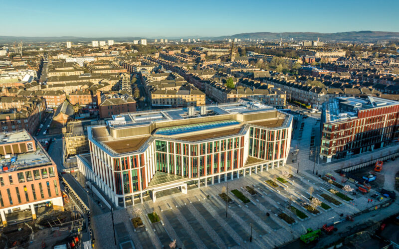 Drone images of the Mazumdar-Shaw ARC Building and surrounding development, May 2023