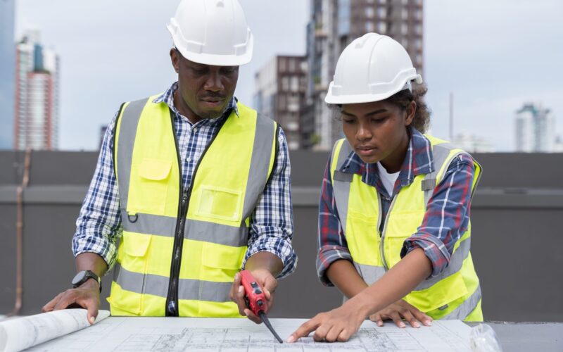 African,American,Male,Engineer,And,Woman,Engineer,Worker,Working,With