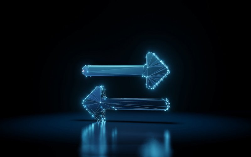 3d,Rendering,Wireframe,Digital,Techno,Neon,Glowing,Symbol,Of,Exchange
