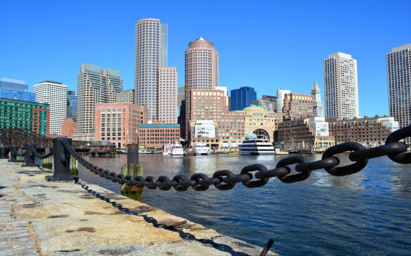Boston,Skyline,Along,The,Harbor,As,Seen,From,Harborwalk,In