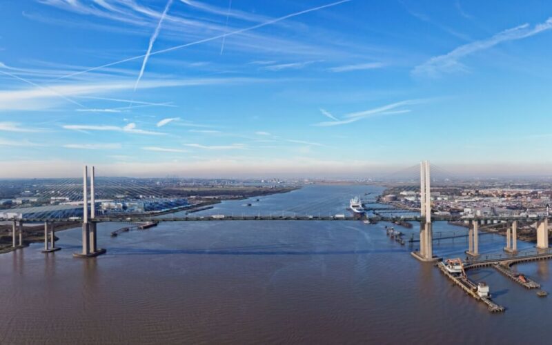 Aerial,Drone.,Queen,Elizabeth,Ii,Suspension,Bridge.,Dartford,Crossing,On