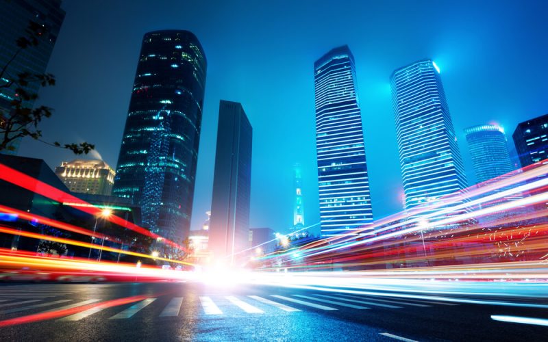 Shanghai Lujiazui Finance and Trade Zone of the modern city night background